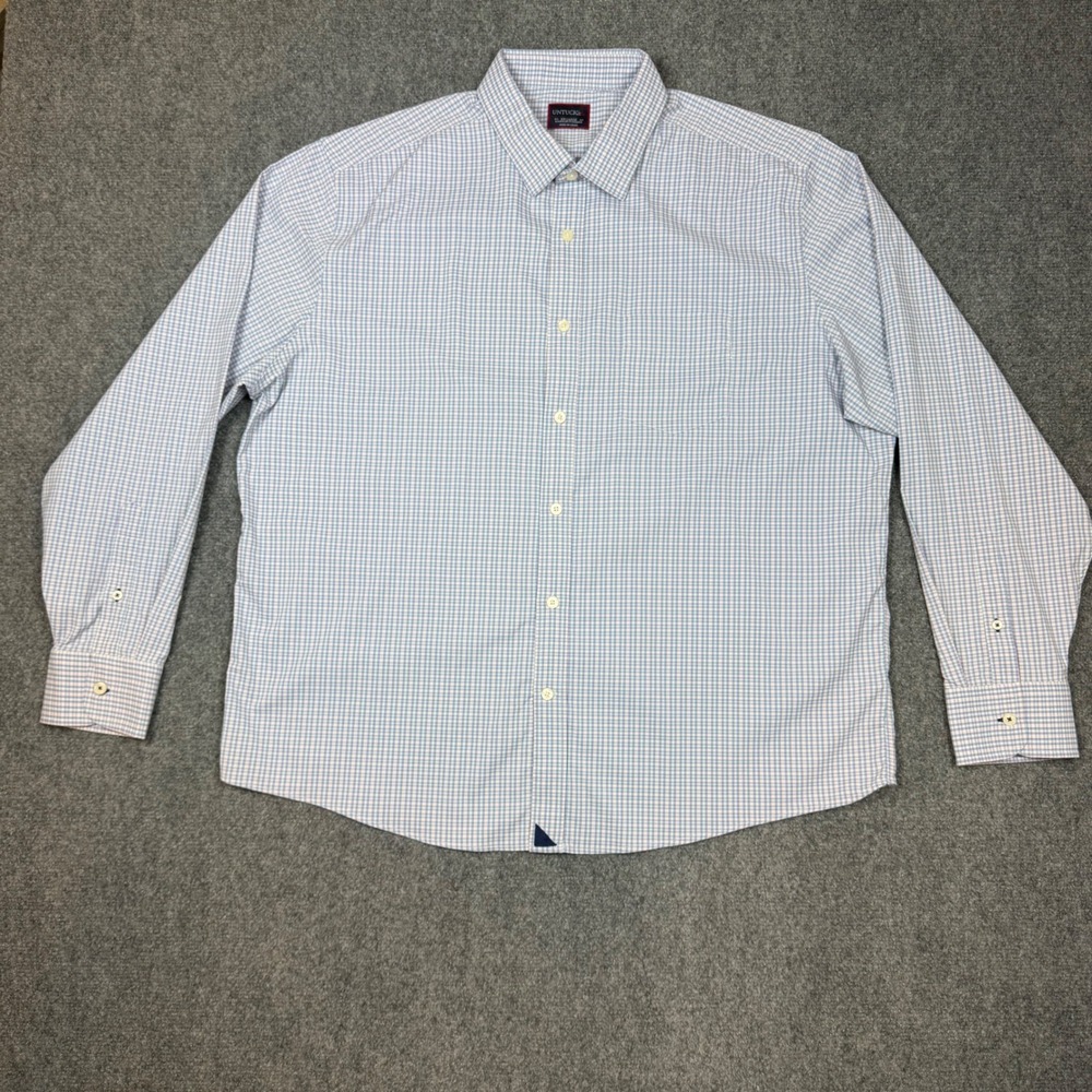 UNTUCKit Mens XXL Blue Pink Gingham Performance Stretch Button Down Shirt - Picture 2 of 10